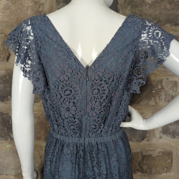 Madewell Blue Lace Lined Flutter Sleeve Mini‎ Dress V Neck Women’s 2 - Picture 6 of 14